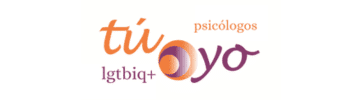 Logotipo de Tú Yo Psicólogos LGTBIQ+, con colores naranja y morado, representando la psicología y la diversidad LGTBIQ+.